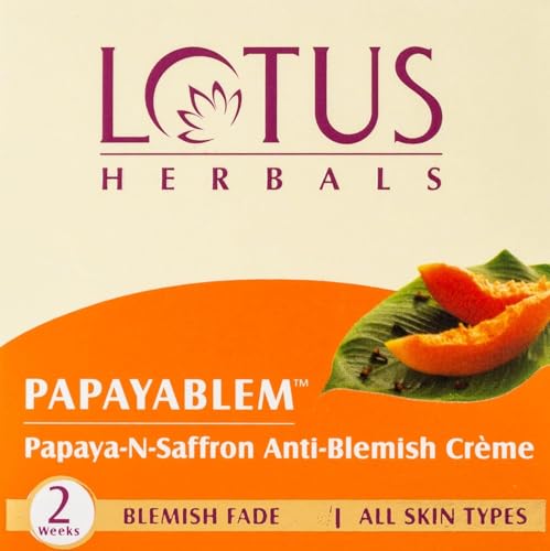 Image of Lotus Herbals Papayablem Papaya & Saffron Anti-Blemish Cream | For Dark Spots, Pigmentation & Uneven Skin Tone | 50g (Pack of 3)