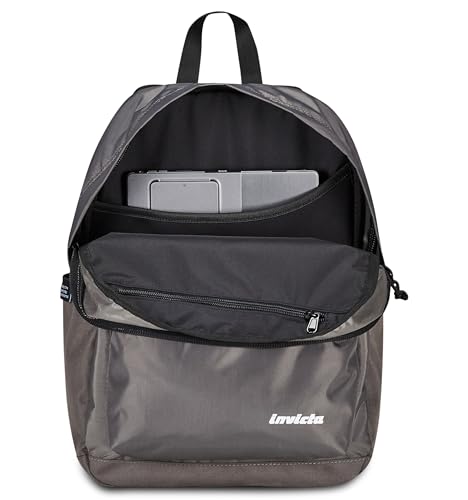 Sac à dos gris Invicta Carlson Plain avec compartiment PC pour l'université - 7