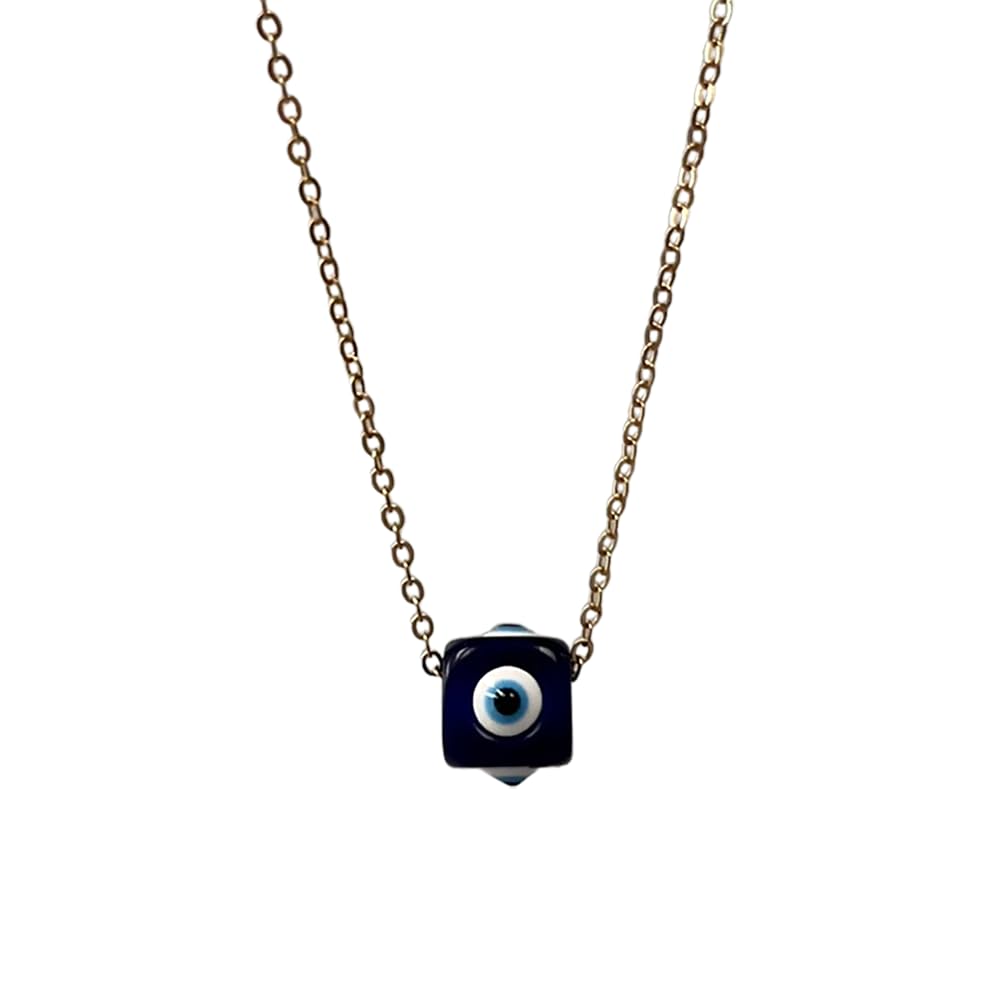 VIE Evil Eye Pendant, Cube, Blue