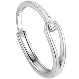 KUTCEK Anillo minimalista de plata 925, diseño único de extremo abierto para mujer, regalo de dedo meñique o índice, Adjustable, Plata