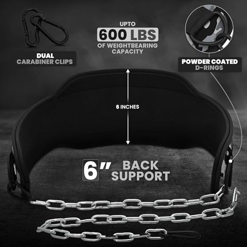 RDX Ceinture de Leste Musculation, 6'' Dip Belt avec 40CM Chaîne, Ceinture Lestée Poids pour Pullup Powerlifting Levage Dipping Haltérophilie L'entraînement en Force Bodybuilding Workout, Homme Femme – Image 4