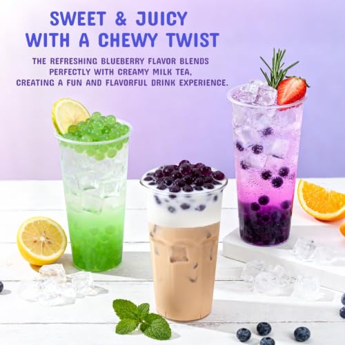 Image of Soeos Blueberry Popping Boba, 550g(1.2 lbs), Boba Pearls for Bubble Tea