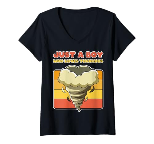 Mujer Solo un chico que ama Tornados Meteorología Storms Chaser Camiseta Cuello V
