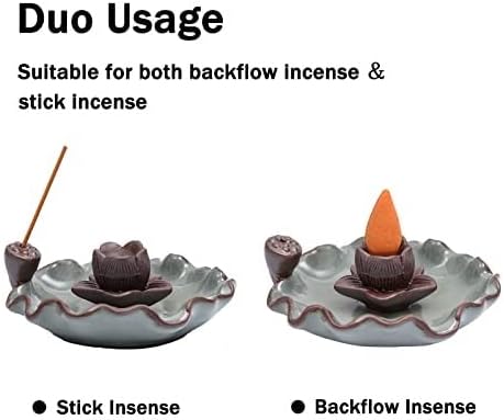 Incense Burner Lotus Incense Holder Waterfall with Ash Catcher Tray Handcraft Ceramic Meditation Durable for Home Decor Accessoray Yoga Incense Holders