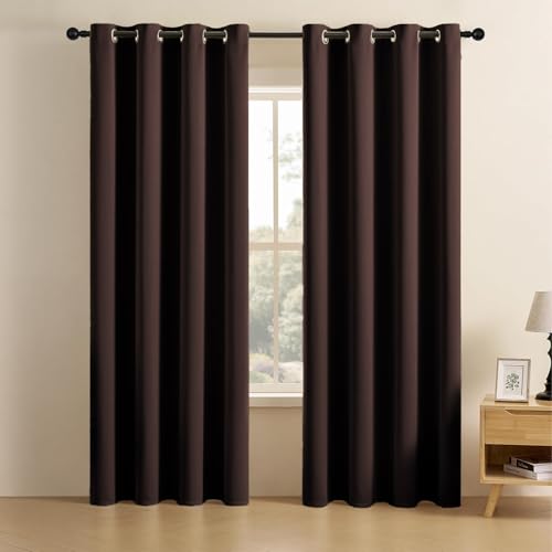 LINENWALAS 100% True Blackout Curtains (7 Feet) - Set of 3 Panels | Complete Light Block | Thermal Insulated & Noise Reducing Room Darkening Curtains 