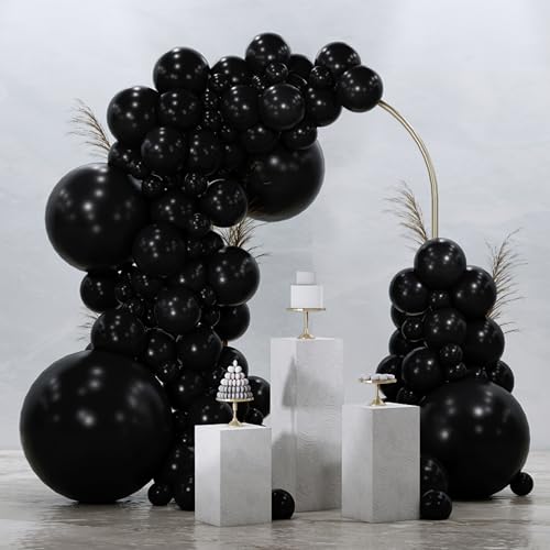 Image of PartyWoo Black Balloons 99 pcs Different Sizes of 36 18 12 10 5 Inch Black Balloons Arch Kit Garland for Baby Shower Birthday Graduation Casino Gaming Anniversary Race Car Party Decorations Black-Y18