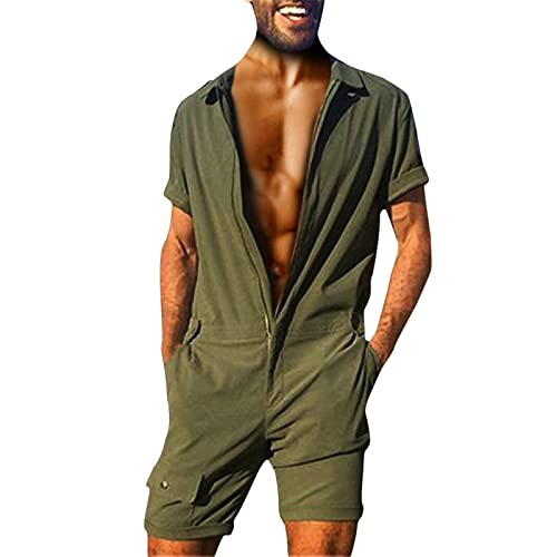 Large Zipper Home Clothes Pocket Fashion Button Size Men's Solid Jumpsuit Men Suits Sets Three Piece Tuxedo Green #TOP7