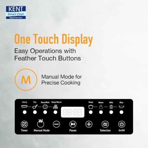 Image of KENT Diamond Induction Cooktop 2000W|8 Preset Menu|Full Microcrystalline Glass|Feather Touch Buttons & Led Display|Milk Boiling & Keep Warm Function|Overheat Protection & Auto Turn-Off, Radiant,Black