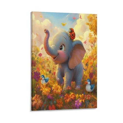 Toile Éléphant Décoration Murale pour Salon Moderne et Lumineux
