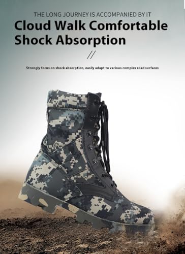 Vietnam Jungle Boots for Men Tactical Military Army All-Terrain Camo Combat Boot Lightweight Waterproof Leather Outdoor Desert Mountain Climbing Hiking Camping Motorcycle High Top Shoes Non-Slip Sole4