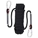 Rock Climbing Rope, 12mm Diameter Outdoor Hiking Accessories High Strength Cord Safety Rope (10m,32ft)(20m,64ft) (30m,94ft) (Black, 32ft)