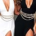 Sinalty Rhinestone Waist Chain Layered Metal Belt Crystal Belly Body Chain Cuban Sparkly Chains for Women (Gold)