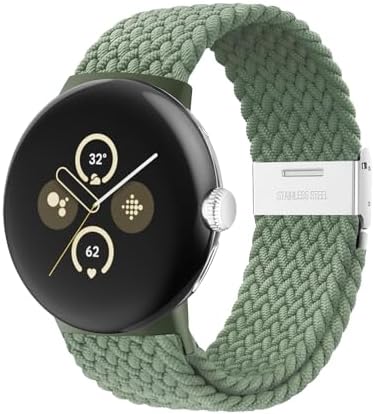 Stretchy Braided Bands Compatible with Google Pixel Watch 4 3 41mm/Pixel Watch 2 Band/Google Pixel Watch Band - Upgraded Connector - Elastic Nylon Breathable Sport Straps for Women Men