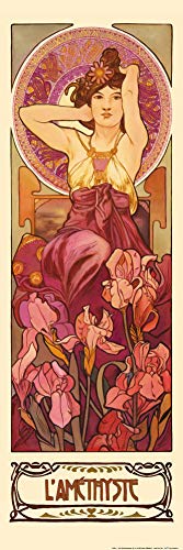 1art1 Alphonse Mucha Poster Les Pierres Précieuses, L'Améthyste 1900 Affiche Reproduction 91x30 cm