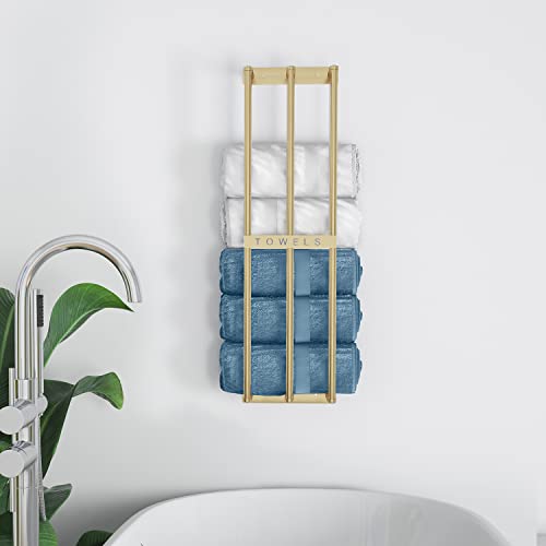 Bathroom Towel Storage, Bethom Wall Towel Rack For Rolled Towels, Bath Towel Holder Wall 30 Inch, Towel Racks Wall Mounted For Small Bathroom, Gold #TOP1