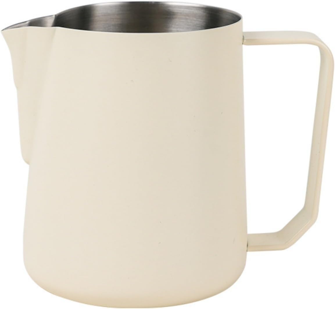 Milk Frothing Pitcher Anti Scald Milk Frother for Making Coffee Latte for Coffee Latte Art(White)