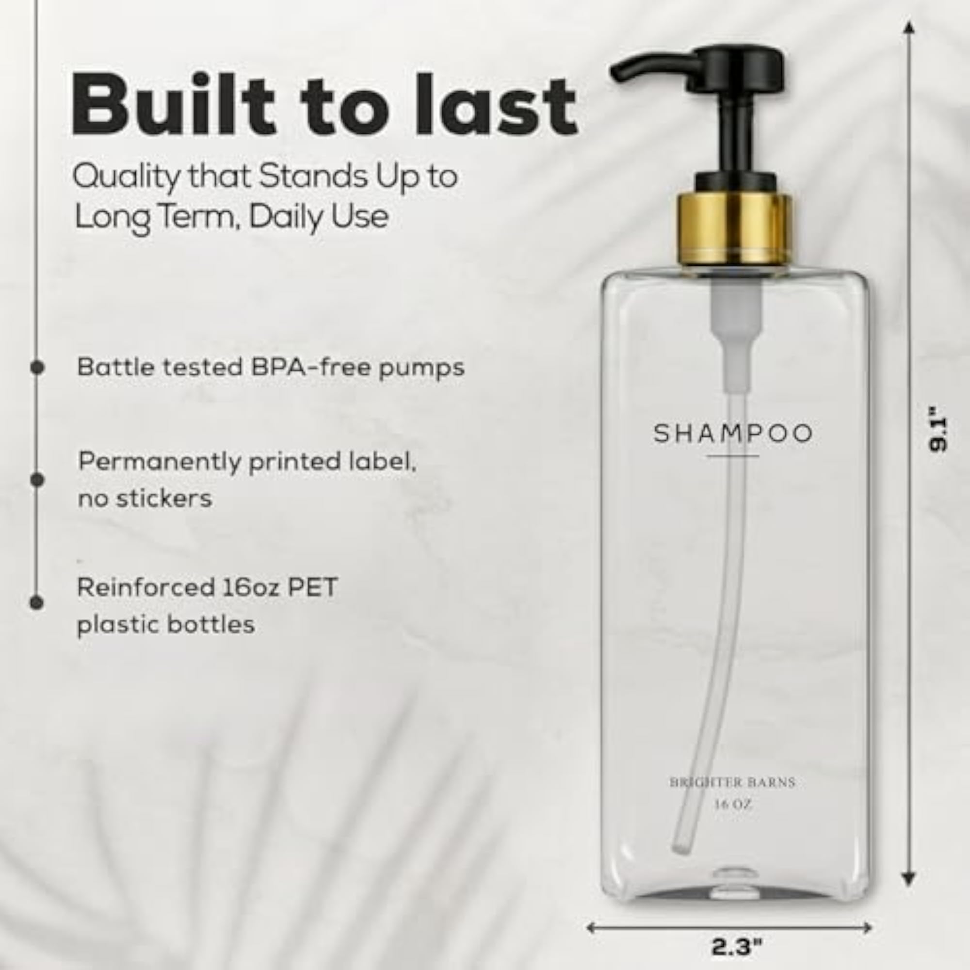 Clear Shampoo and Conditioner Dispenser Set, Refillable