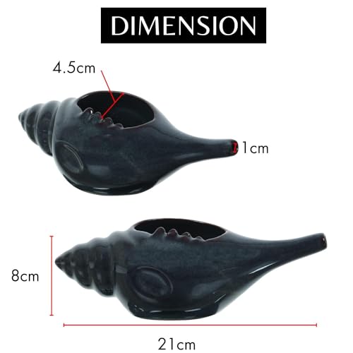 Image of Leak Proof Durable Ceramic Neti Pot with Nostril Plugging Support Better Capacity Holds 300 ml Spill Proof with Comfort Grip Lead Free Microwave Dishwasher Safe (Black)