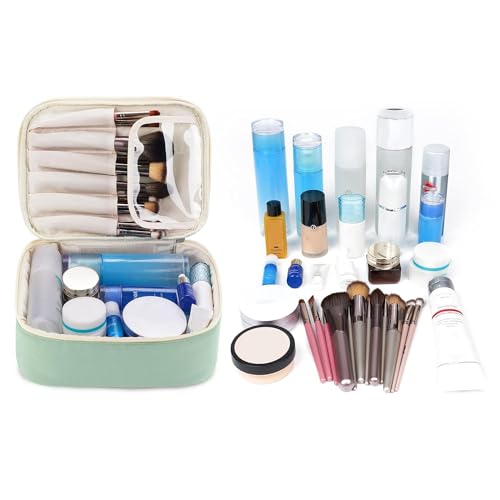 Image of Travel Makeup Bag Large Cosmetic Bag Make up Case Organizer for Women and Girls, Spring Green, Cosmetic Bag