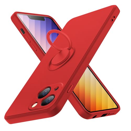 TLOMPLO �Ή� iPhone 13 mini �p�� �P�[�X �����O�t�� �ϏՌ� �V���R�� ���^ �J�o�[ �X���� tpu ����\�� �w��h�~ �A�C�t�H�� 13 mini �p �J�o�[ �_�炩�����n �ČRMIL�K�i ���΂݂Ȃ� �����Y�ی� ����~�� �_�