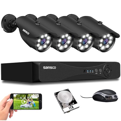 SANSCO 5MP 8CH CCTV Security Camera System with 1TB Hard Drive, 8...