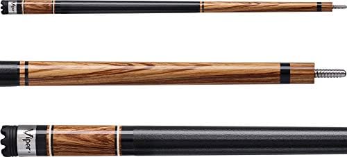 Viper Naturals 58-Inch Billiard Cue, Zebrawood