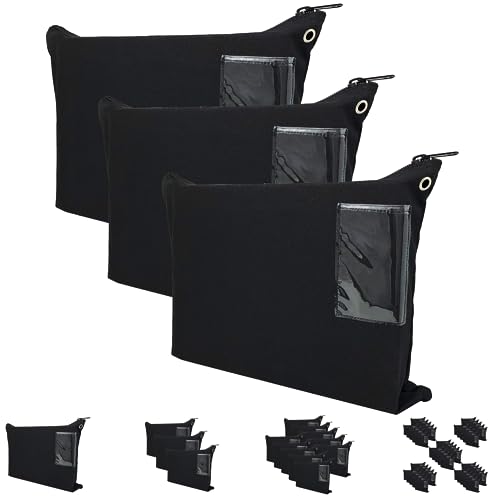 Money Bags With Zipper - Large 18'x14' - Durable Zipper - Canvas Pouch Cash Mail Bag - Bank Notary Deposit...