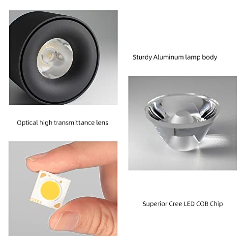 Aisilan Led Ceiling Spotlight Surface Mounted Display Cob Downlight 7W 3000K Warm White Black Aluminum Accent Spot Light Fixture For Hallway Corridor Gallery Kitchen Living Room Mtd128B3K7W #TOP5