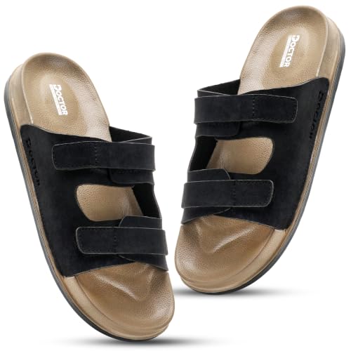 Image of DOCTOR HEALTH SUPER SOFT Men's Adjustable Strap Sandals | Soft Cushioned Footbed | Lightweight Anti-Skid Comfort Sandals | Casual Everyday Wear Slip-On Sandals for Men