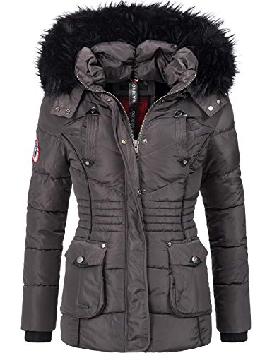Preisvergleich Produktbild Marikoo Damen Winter Jacke Steppjacke Vanilla Anthrazit Gr. M