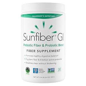 Tomorrow’s Nutrition Sunfiber GI, Prebiotic Fiber & Probiotics, 5g Prebiotic Fiber & 8 Billion Probiotics Per Serving, Low FODMAP, 30-Day Supply, 30 Day
