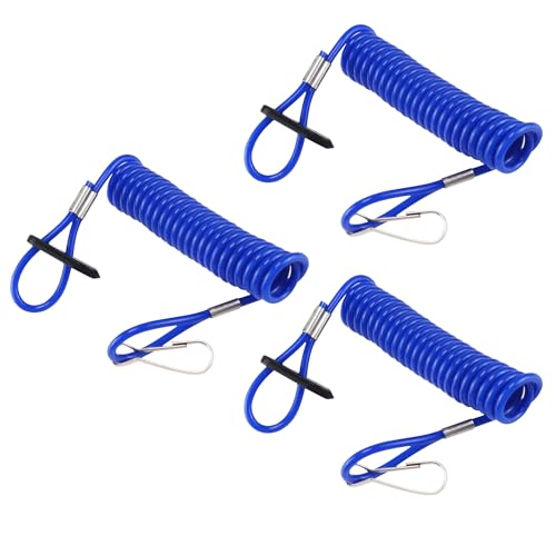 Image of Pack of 3 Boat Kill Switch Lanyard Blue for Outboard Motor | Tether Emergency Engine Stop Safety Jet Skis Universal Stop Switch Cord