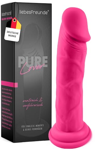 Liebesfreunde® Real Touch Dildo für Frauen - 20 cm realistischer Penis mit Saugnapf, Silikon Sex Spielzeug für die Frau, phthalatfrei