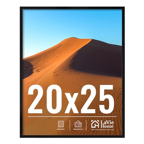Image of LaVie Home 20x25 Picture Frame for Wall Display, 20x25 Black Picture Frame with HD Plexiglas, 20 x 25 Poster Frame 1 Pack, Display Frame for Vertical or Horizontal, Classic Collection