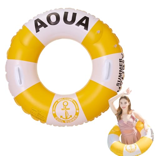 Anillos de natación para niños, dispositivo de flotación lanzable con asa, diseño de estilo británico grueso, tubo de piscina, anillo salvavidas para piscina, playa, hombres y mujeres