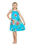 Girl Hawaiian Round Neck Dress in Pretty Tropical Turquoise Size 10