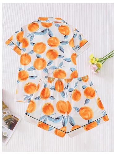 Image of Verdusa Women's 2 Piece Sleepwear Button Down Pajama Sets Short Sleeve Shirt and Shorts