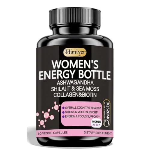 Himiyer Women’s Energy Supplement, 60 Veggie Capsules, with Ashwagandha, Shilajit, Sea Moss, Collagen and Biotin