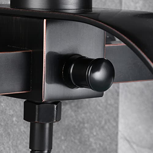 Robinet de baignoire cascade mitigeur mural noir brossé et ensemble douche - 7