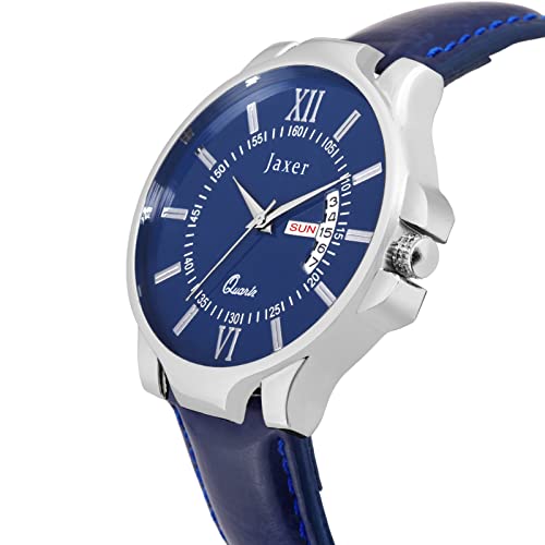 Image of Jaxer Leather Strap Analog Wrist Watch for Men (Blue /Black /Tan /Brown)