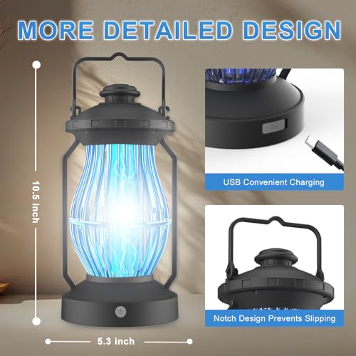 Insektenvernichter Elektrisch, Mückenlampe 4200V / LED-Licht, Mückenfalle USB Wiederaufladbare Fliegenfalle, Wasserdicht Mückenschutz, UV Lamp Mückenabwehr ungiftig für Drinnen und draußen