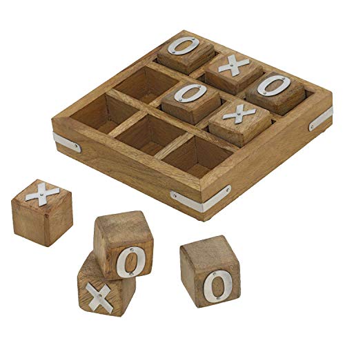 Image of STAR CRAFT Wooden Tic Tac Board Game Handmade Noughts and Crosses TIK Tak Toe Pedagogical Board Wooden Zero Kata Game (Natural)