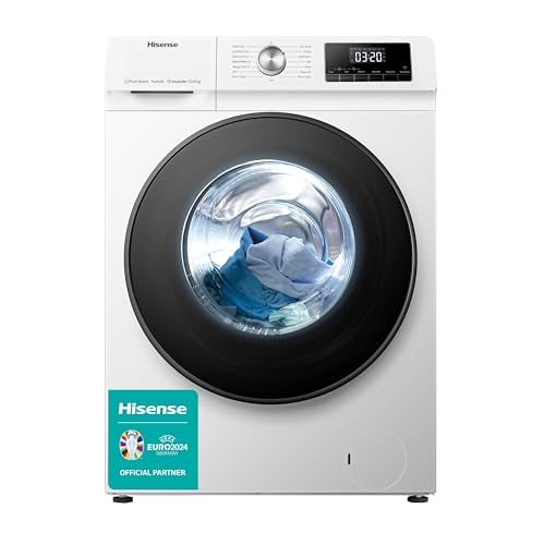 Hisense WDQA1014EVJM 60cm Freestanding 10 KG Front Load Washer Dryer - 1400 RPM - Pure Steam - PureJet - Pause and Add - Inverter Motor - White -230V