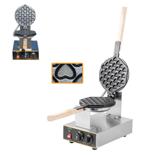 MObyat Máquina para Hacer gofres de Burbujas Comercial, 1400 W, Forma de corazón, con Forma de Huevo, 3 Minutos de cocción rápida, Orificio único de 30 mm de Longitud, Rango de Temperatura 50-250 °C