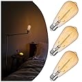 LED Edison Bulb Equal 25w Vintage Amber Light Bulbs 2000K Soft Yellow Light LED Bulbs, Super-Thin Spiral Filament Incandescent Warm Light Amber Bulbs, Dimmable E26 Base Night Light Bulbs 4W, 3 Pack