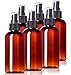 4oz Plastic Amber Bottles (6 Pack) BPA-Free Squeeze Containers with Spray Cap, Labels Included