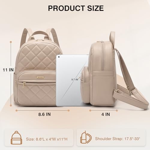 Image of Marvolia Mini Backpack Vegan Leather Small Backpack, Khaki | Fashion Backpack Purse, For Women, For Travel Work Shopping