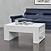 [en.casa] Couchtisch 100x60x42cm mit 2 Seitenfächer Wohnzimmertisch Sofatisch Spanplatte Kaffeetisch Weiß Hochglanz