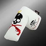 Craftsman Golf King Skull Headcover Putter Cover for Scotty Cameron Taylormade Odyssey Blade (White)