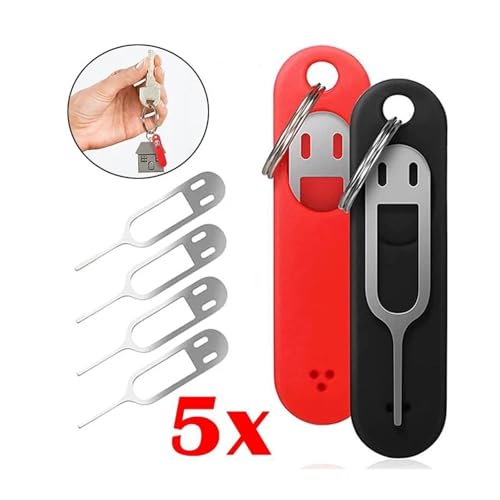 Extractor de tarjeta SIM antipérdida con estuche de llavero protector blanco, pack de 5 uds 3